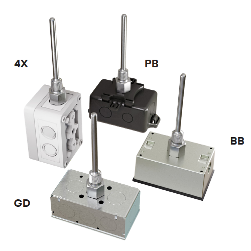 A/100-3W-D-12" Platinum RTD Duct Sensor | 100Ω 3-Wire | 12” Probe | Plastic Enclosure